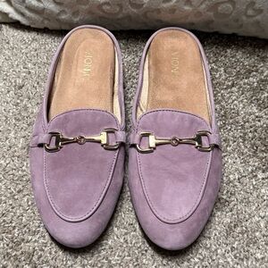 Vionic Lavender Purple Mules Adeline Horse Bit Buckle Loafer